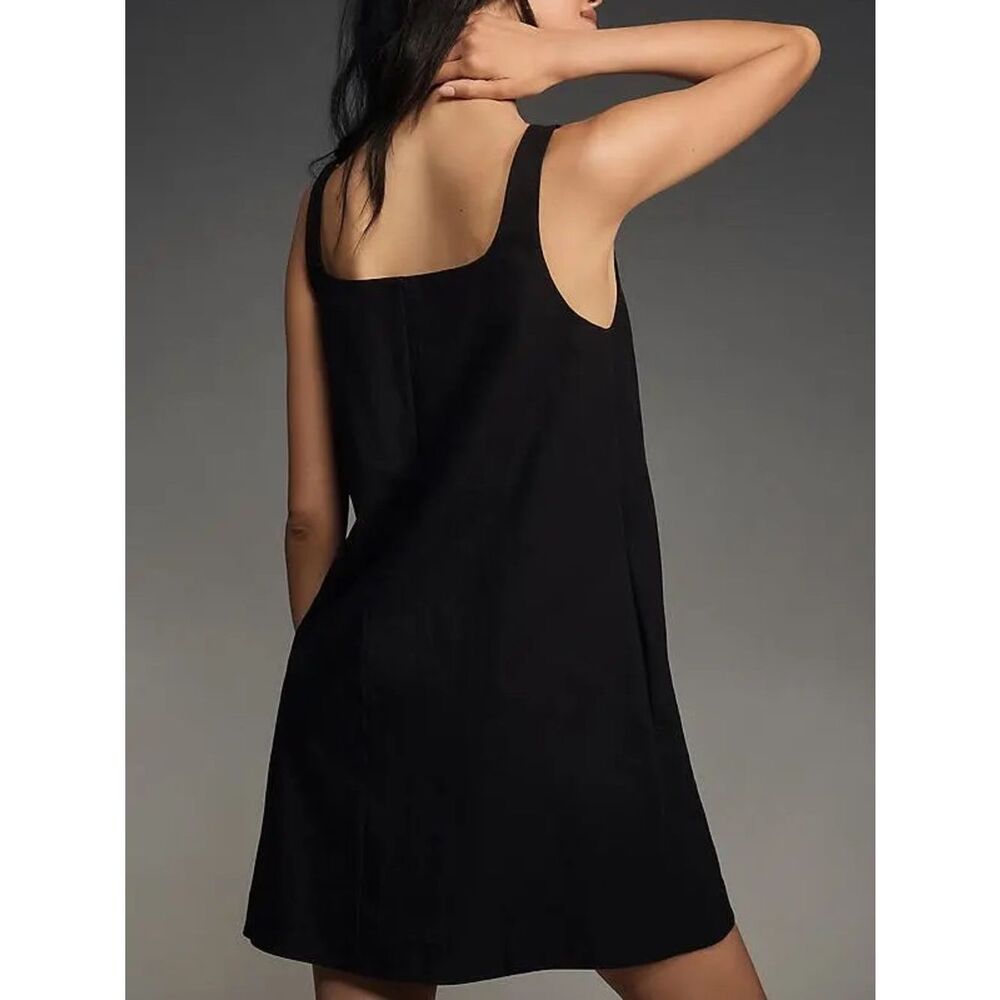 Anthropologie Sleeveless Square Neck Shift Mini Dress Black Size Medium - Picture 3 of 4